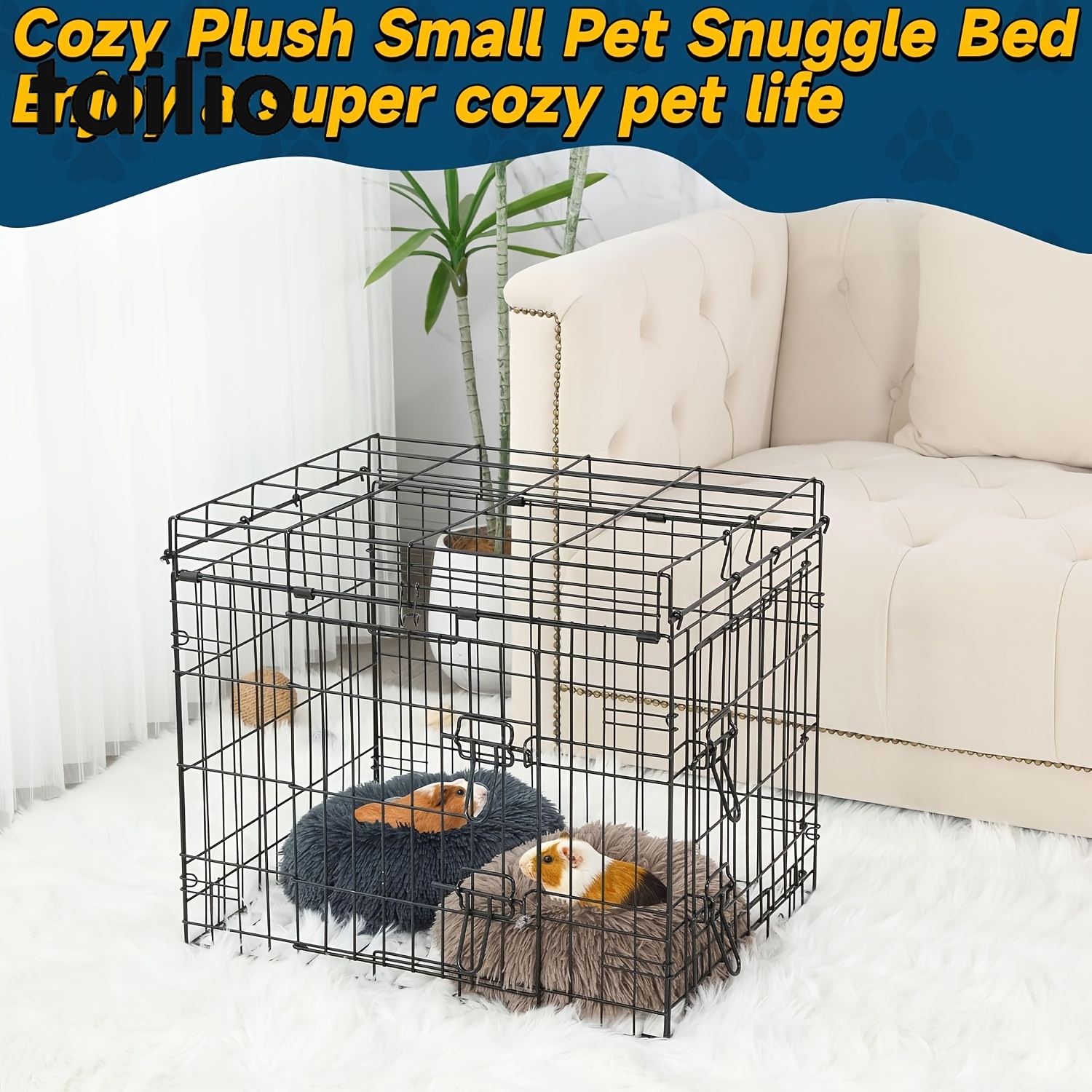 2pcs Ultra-Soft Cozy Plush Small Pet Bed