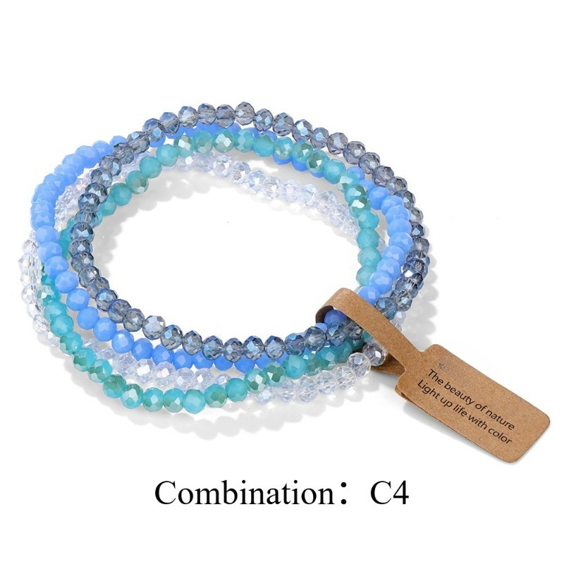 4pcs Gradient Elastic Bracelets, Stackable and Detachable