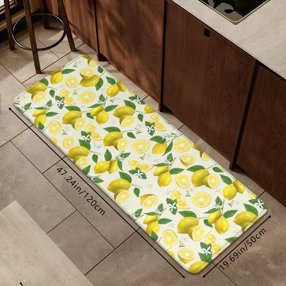 TEMU 1pc/2pcs/3pcs Fresh And Green Leaf Print Thickened Spring/summer Decorative Kitchen Mat, Absorbent Non-slip Mat, Absorbent Kitchen Rug, Runner