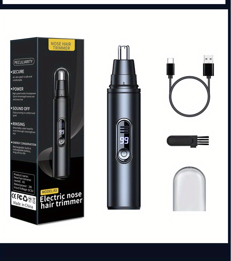 2 colors   stainless steel usb rechargeable nose ear hair trimmer with     silent operation portable wireless charging for men women Product details 18