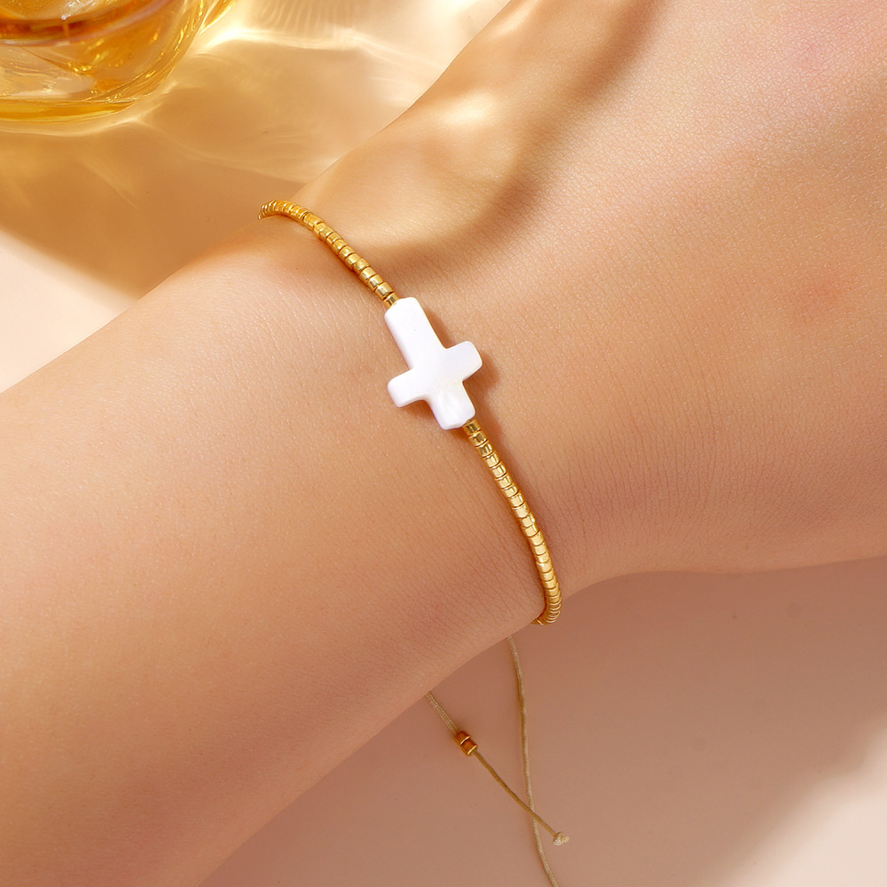 Women's Shell Cross Bracelet for Beach Vacation Gift