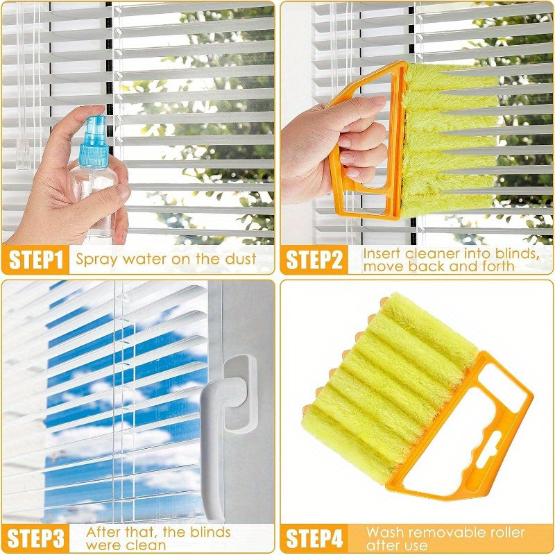 easy clean microfiber blind brush effortlessly dust   panels   ergonomic handle   polyester roller details 3