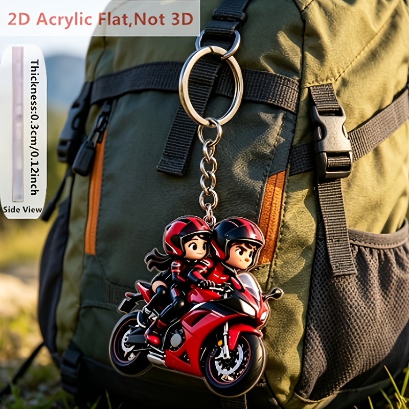 TEMU 2D バイクのカップルキーホルダー