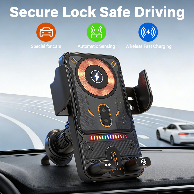 Image of 15w Car Charger Wireless Charger Mount 90° Rotating Phone Holder For Iphone 16 15 14 13 S25 S23