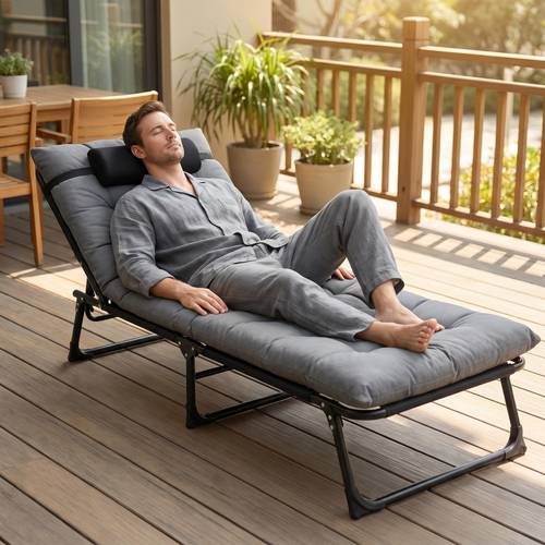 item picture foldable portable camping bed and pillow with thick mattress for outdoor office and nap