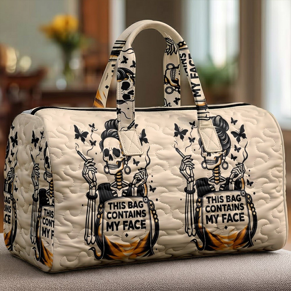 Image of Women's Vintage Tattoo Style Skeleton Woman Print Shoulder Bag, Multiple Specifications , Lightweight Fashion Handbag, Ideal For Daily Commuting, Travel & Shopping