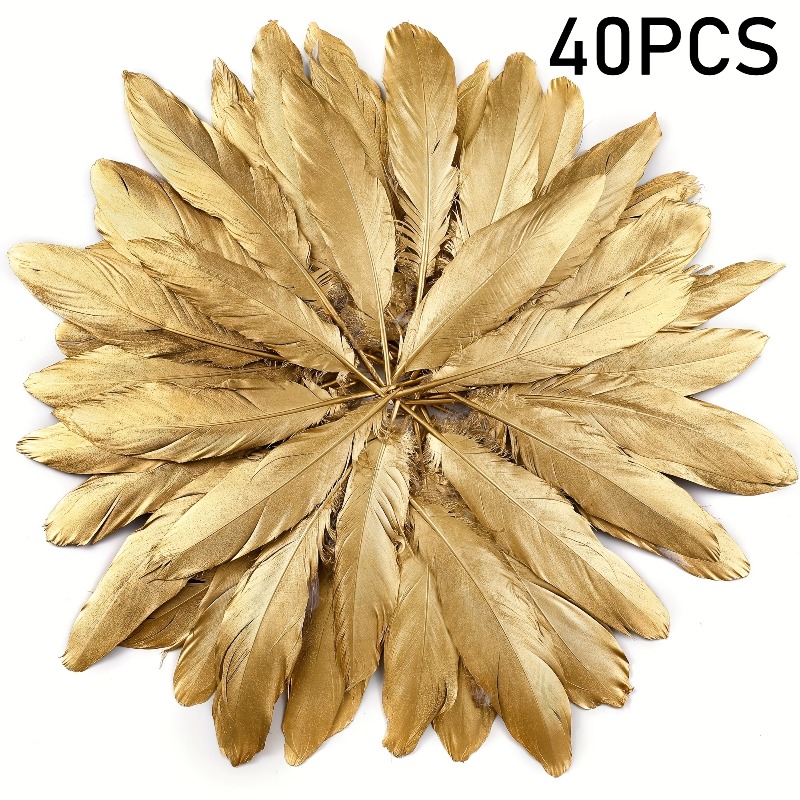 E-shop 40 Stück goldene künstliche Federn - 6-8 Zoll (15,2,3 cm), hochwertige Bastelbedarf für Hochzeitsfeier Deko, Bastelarbeiten und