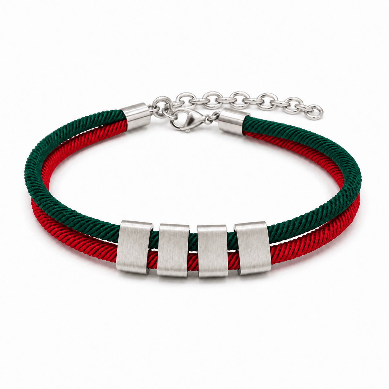Personalized Engraved Name Bead Bracelet with Double Cord