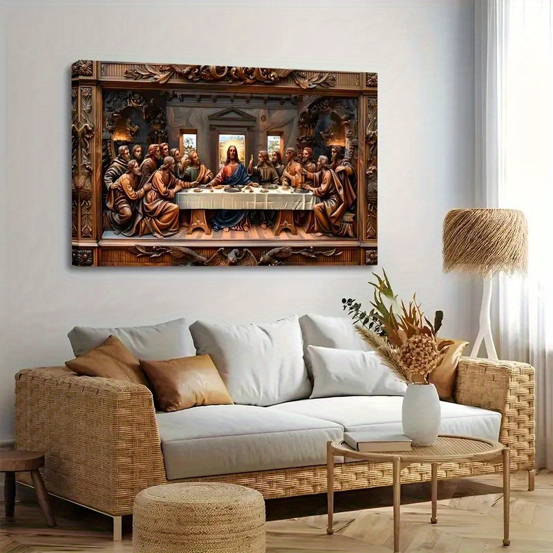 Wooden Framed The Last Supper Canvas Painting 3