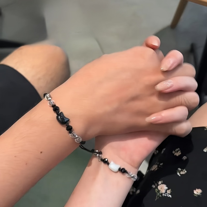 2pcs Niche Woven Bracelets for Couples & Friends, Adjustable Cord Design