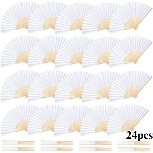 24pcs retro bamboo handheld fans bamboo suitable for diy crafts wedding decor birthday party favors foldable paper fans for wedding favors birthday gifts christmas valentines day for events