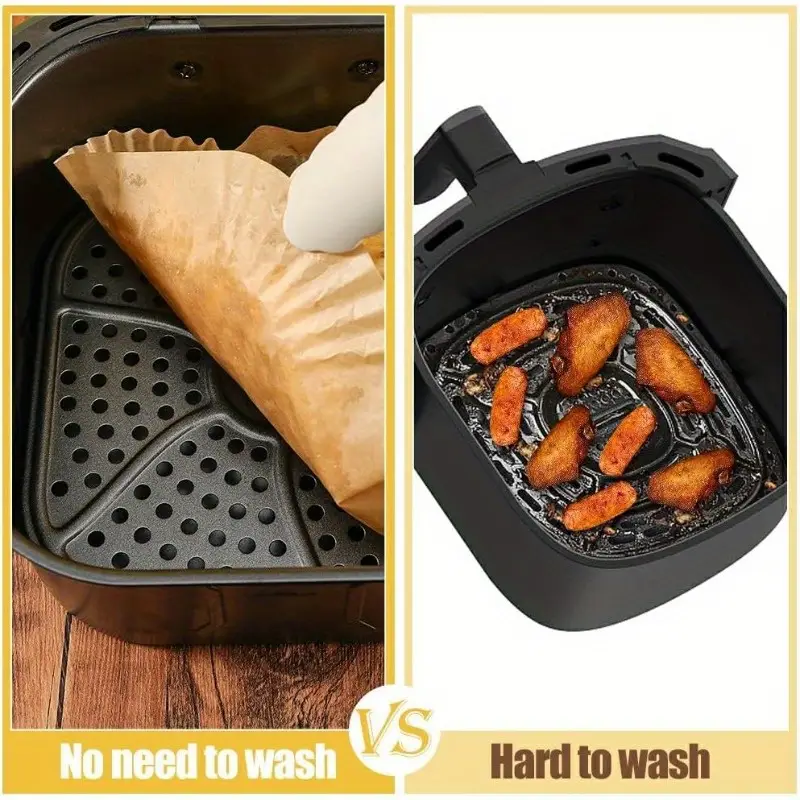 130pcs heavy duty air fryer liners nonstick fits 5 10 fryers with rounded edges disposable parchment paper sheets for oven microwave deep fryer home parties bbq restaurants easy mess free cooking bbq accessories nonstick surface material party hosts Product details 3