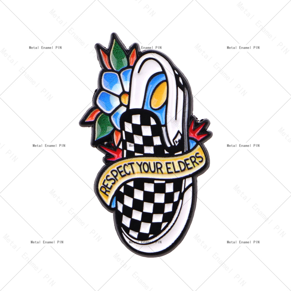 TEMU 1pc Pin de Esmalte Vintage "Respeta a tus Mayores" - Broches para Maletín, Mochila o Ropa