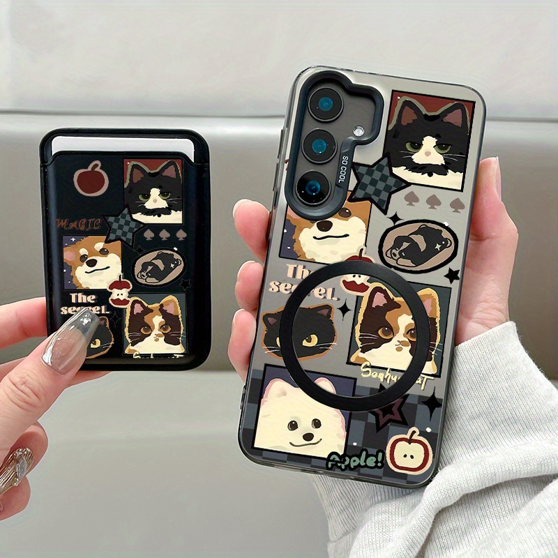 TEMU A Two-piece Set Featuring A New , This Creative Phone Case Showcases A Pattern. Made Of Stylish Artificial Leather With Magnetic And Includes A