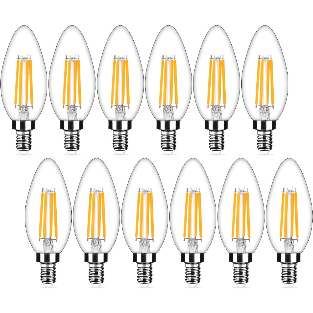 TEMU 12 Pack Dimmable E12 Bulbs 40watt Equivalent, 6 Pack 2700k Warm White, 450lumens, 4w B11 Vintage Chandelier Light Bulbs, Led Filament Clear Glass Candle Lamp For Ceiling Decor