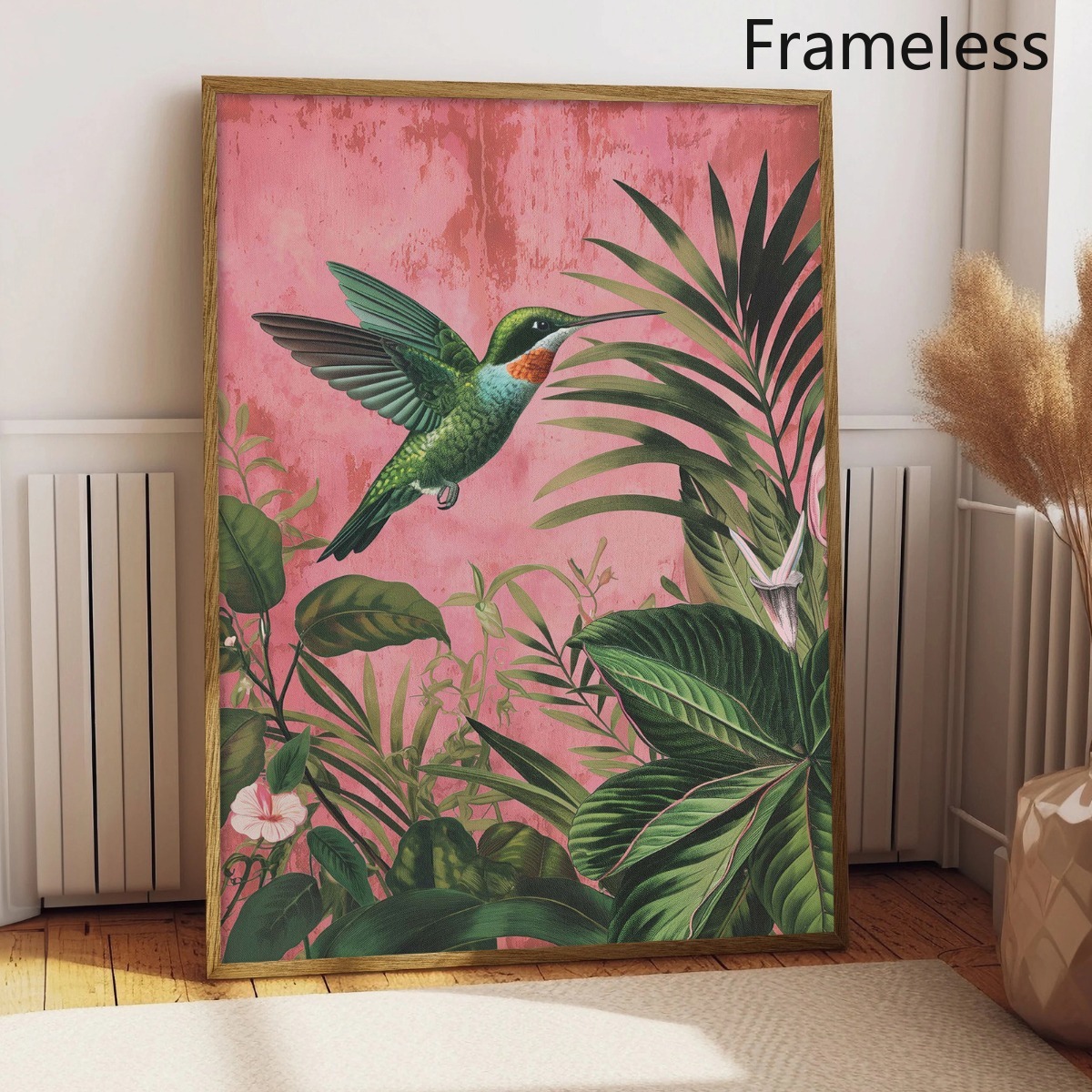 TEMU 2D Plat, 2D Plat, 1 stuks Roze Tropisch Botanisch Jungle Maximalistische Exotische Vogel Vintage Muurkunst Print Poster Ideaal Cadeau Kunstwerk