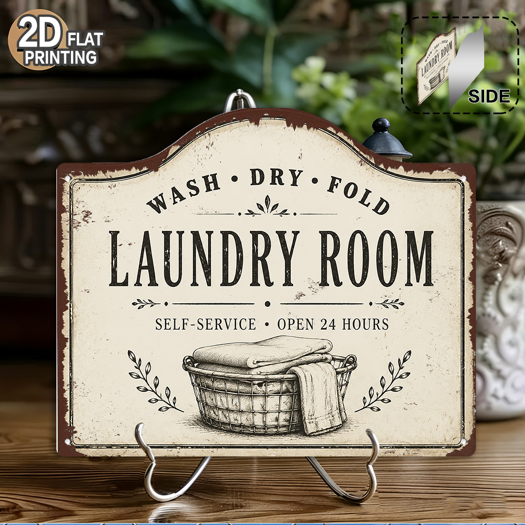 TEMU 2d Flat, 2d Flat Single-piece Decor, Laundry Room Themed Decorative Sign, Wooden Wall Decor, Housewarming Gift, Gift For Family, Birthday Gift,