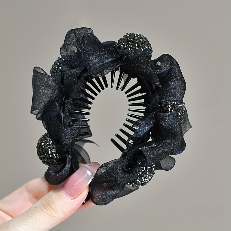 TEMU Elegant Oval Bow Hair Clip For Women, Multicolor Banana Hair Clip, Shiny Decorative Hair Accessory, Durable Plastic Material, Single Piece, Suitable 14 And Up