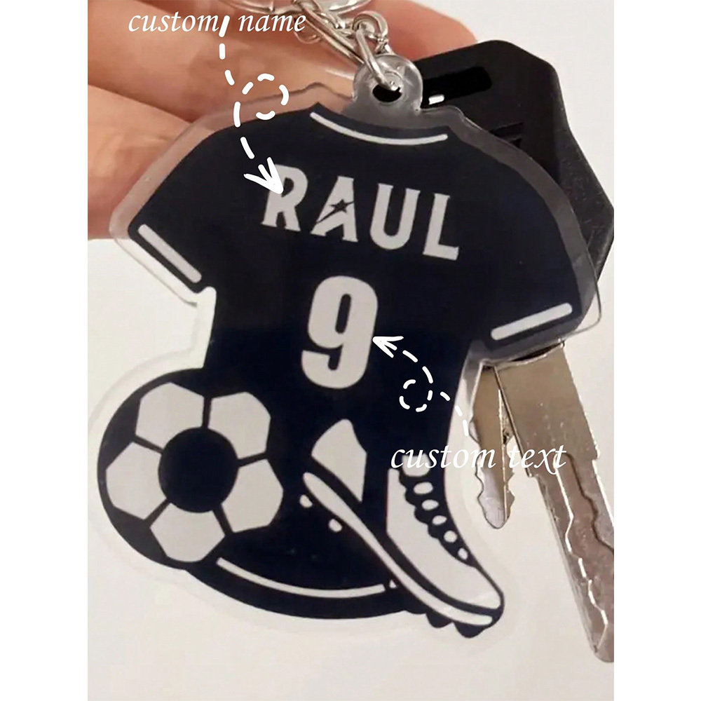 TEMU 1 Custom Soccer Keychain Backpack Tag, Soccer Name Keyring Personalized Keychain Sports Keychain For Him, Valentine's Day Gift, Gift For Her,