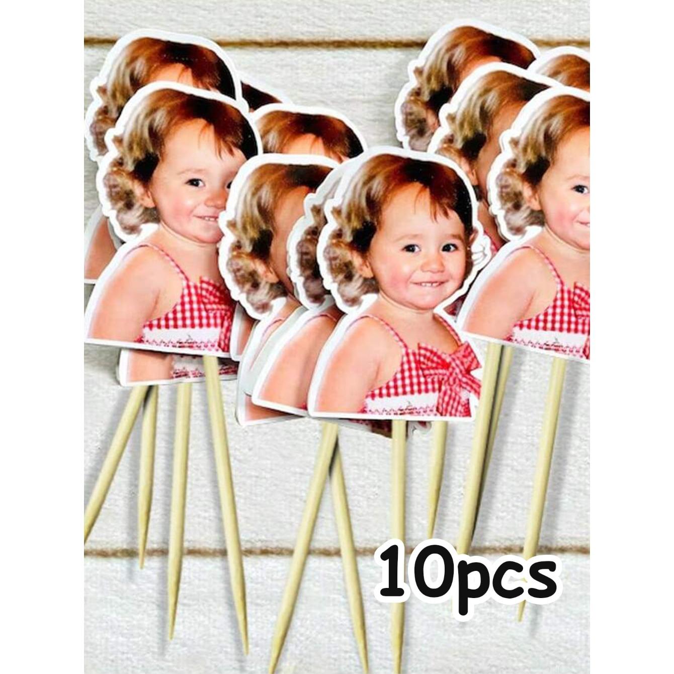 TEMU Personalized Photo Cake Toppers - Customizable Photo And Portrait Design, Easy To On Cakes - Suitable For Birthday, Baby Shower, Family