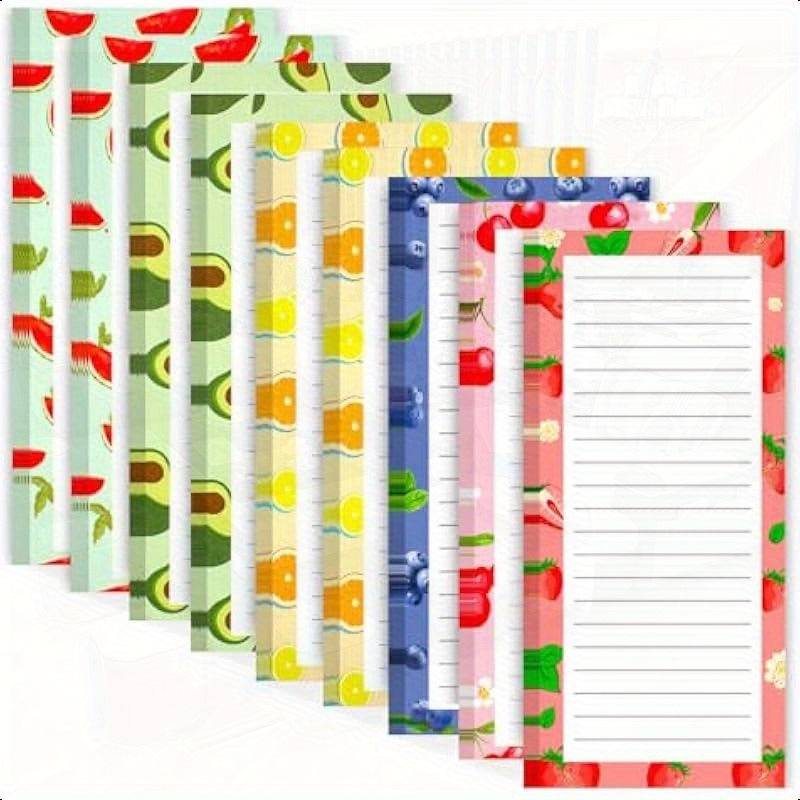 TEMU 9 Pack Magnetic Notepads For Refrigerator Magnetic Notepads For Refrigerator Magnetic Grocery List Pad For Fridge Full Magnet Back Shopping 25