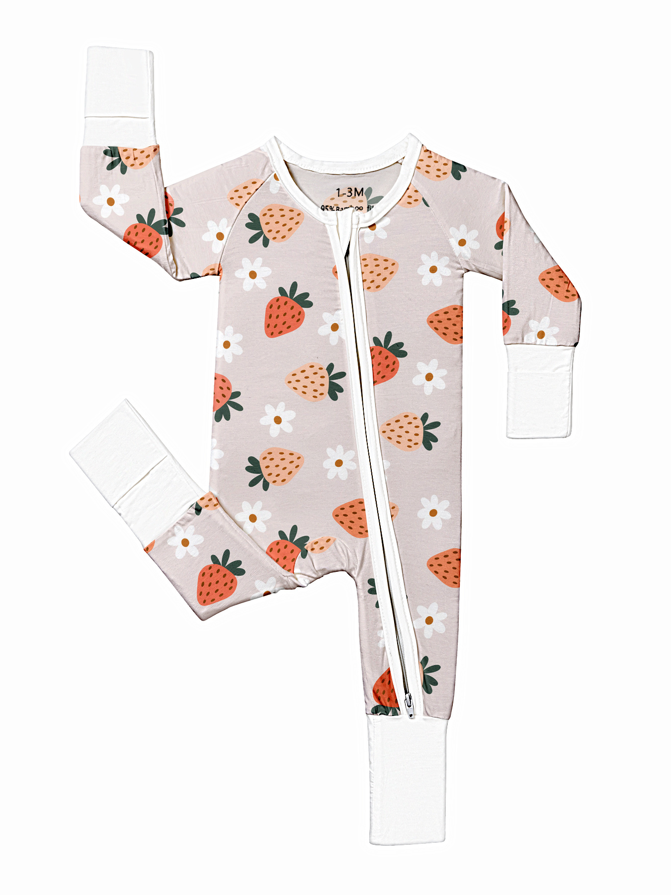 baby bamboo fiber cute strawberry print footed romper double Temu