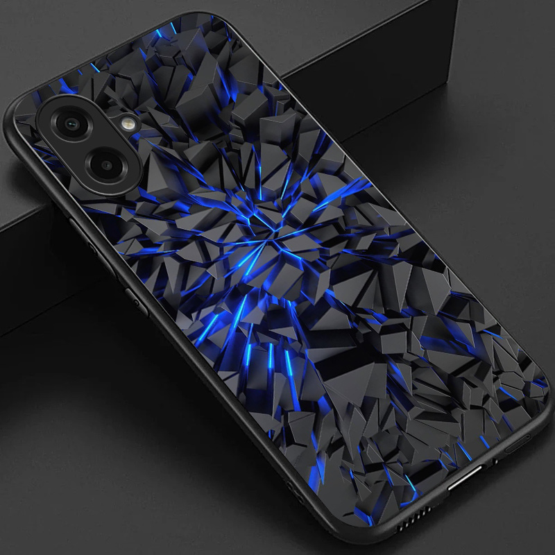 TEMU Phone Case - Stylish Glossy Glass Back Cover For Galaxy A07, Featuring A Cool Rocks And Flame Pattern, Perfect As A Gift