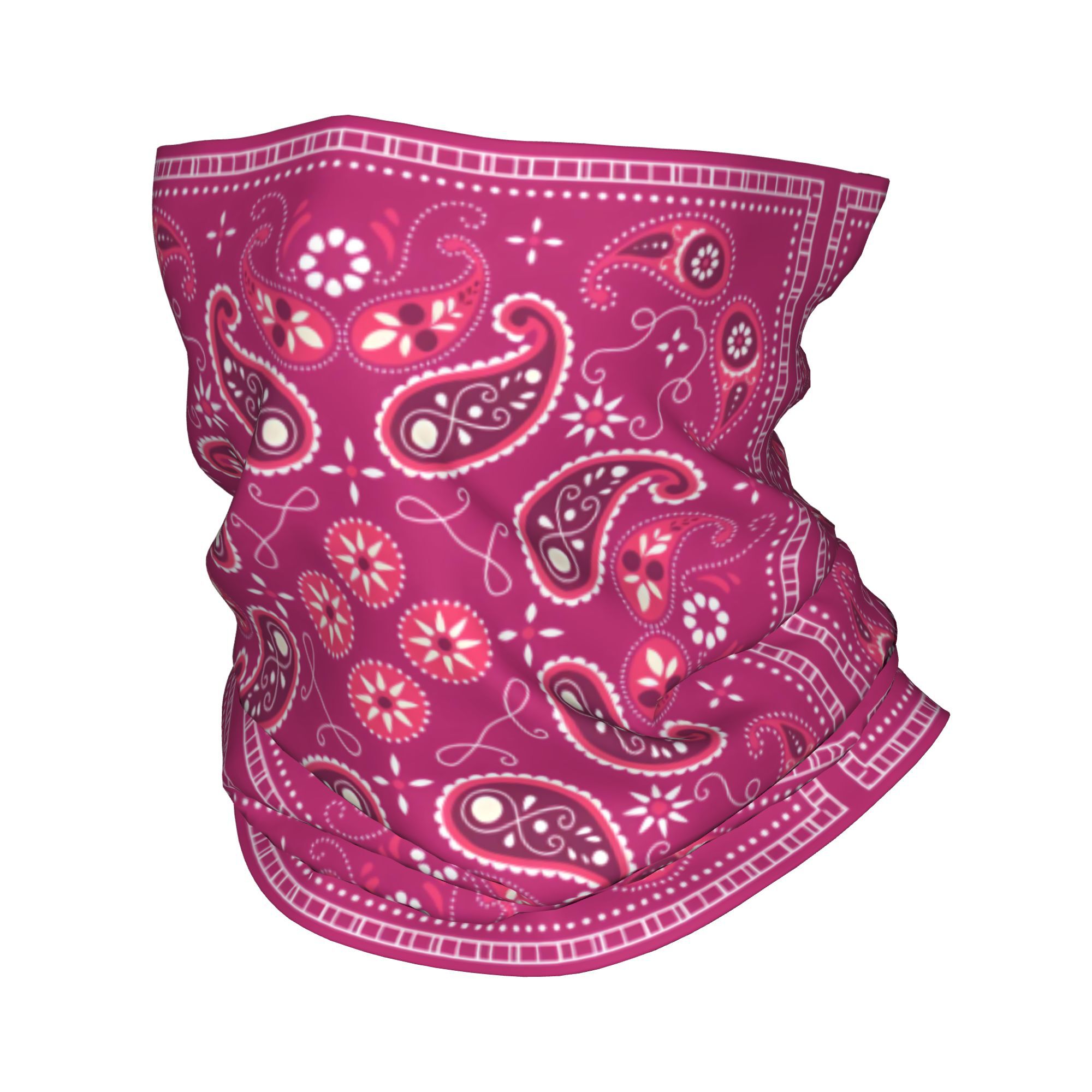 Pink Paisley Scarf Neckerchief Neck Face Mask Polyester 2d Print Design: retailer-supplied image