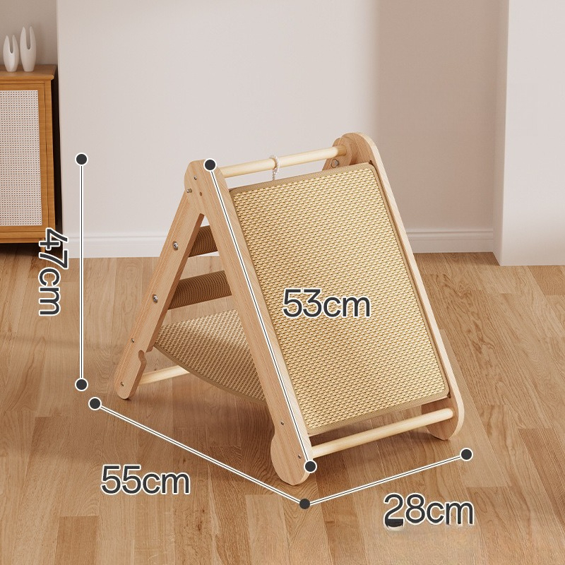 Image of Solid Wood Sisal Cat Scratcher Durable And Non-shedding, Vertical Scratching Post, 2-in-1 Scratcher Board And Cat Bed With Sisal Rope Toy, Claw Grinding And Furniture Protection For Cats