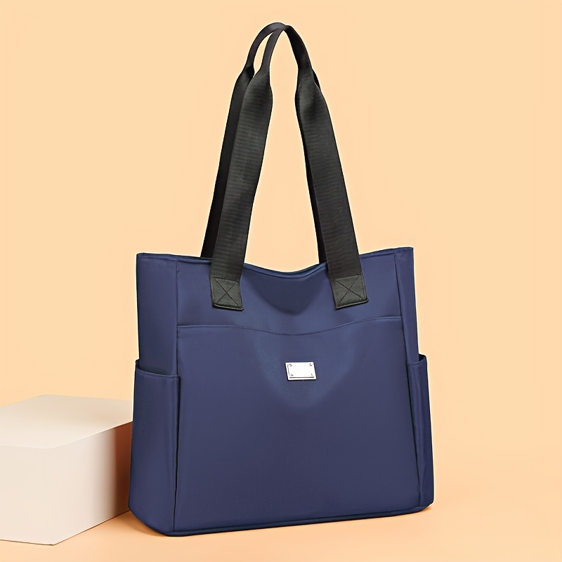 TEMU Women's Large Capacity Commuter Tote Bag Korean Style Oxford Fabric Durable & Multiple Compartments For Organized Storage Laptop & Document