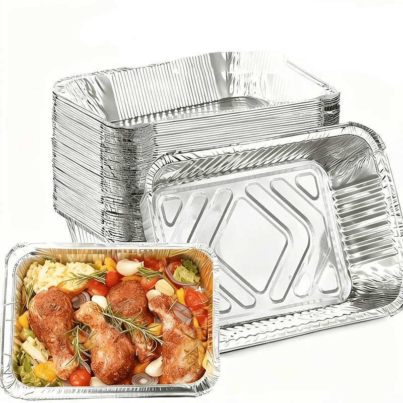 10pcs disposable foil pans suitable for baking picnics barbecues takeout and storing   foods   serving as air fryer liners a versatile kitchen essential disposable takeout food containers