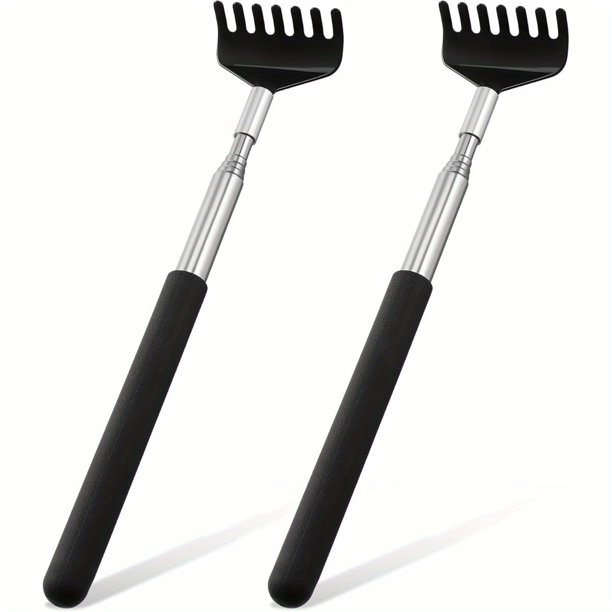 bohuiz 2 pack extendable back scratcher portable   scratcher with rubber handles back scratchers black extendable back massager tool novelty idea gifts for adults men women Product details 4