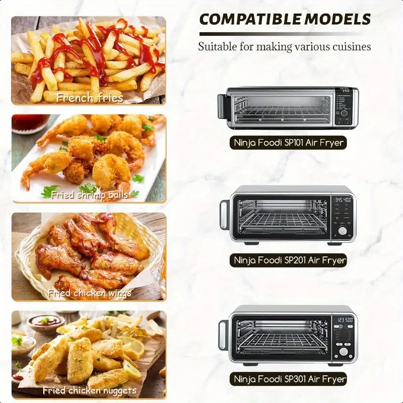 100 sheets 12 inch air fryer parchment paper squares unbleached pre cut non stick disposable baking liners with rounded edges food grade heat resistant 428 flip sp101 sp201 sp301 sp351 toaster oven microwave oven compatible with square pans Product details 2