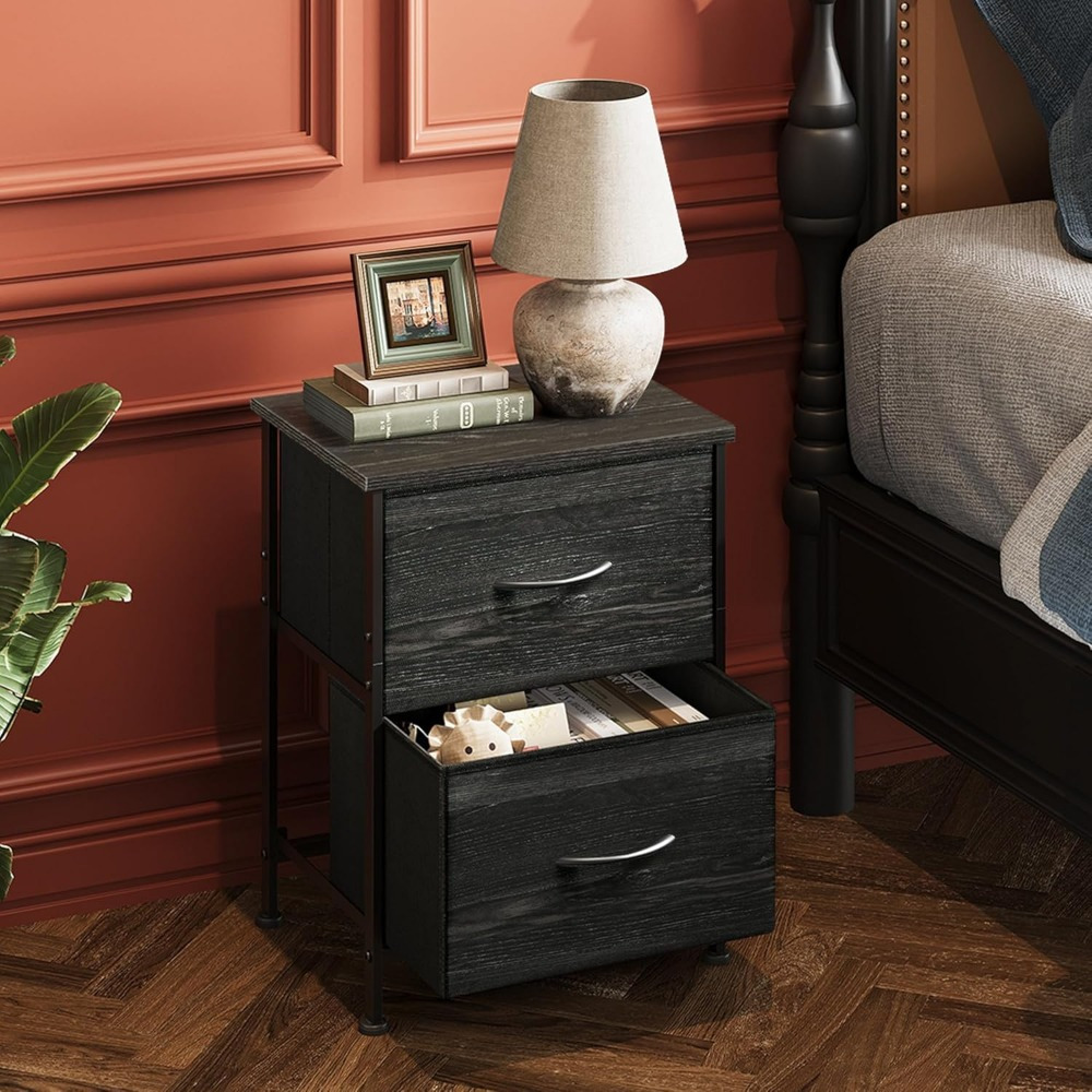 

Wlive Nightstand With 2 Fabric Drawers, Small Dresser For Bedroom, Bedside Table For Small , Dorm