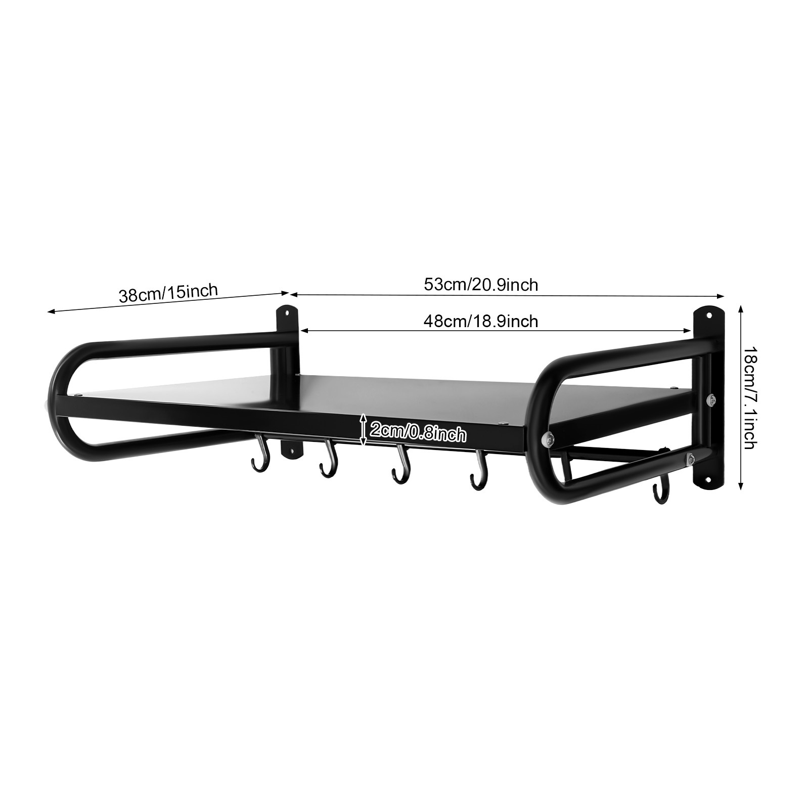 Image of Heavy Duty Wall Mount Kitchen Shelf 66lbs Capacity, 0.79inch Thick Board, Space Saving Storage Rack For Spice Jars, With Screws, , Cabinet Pantry Organizer