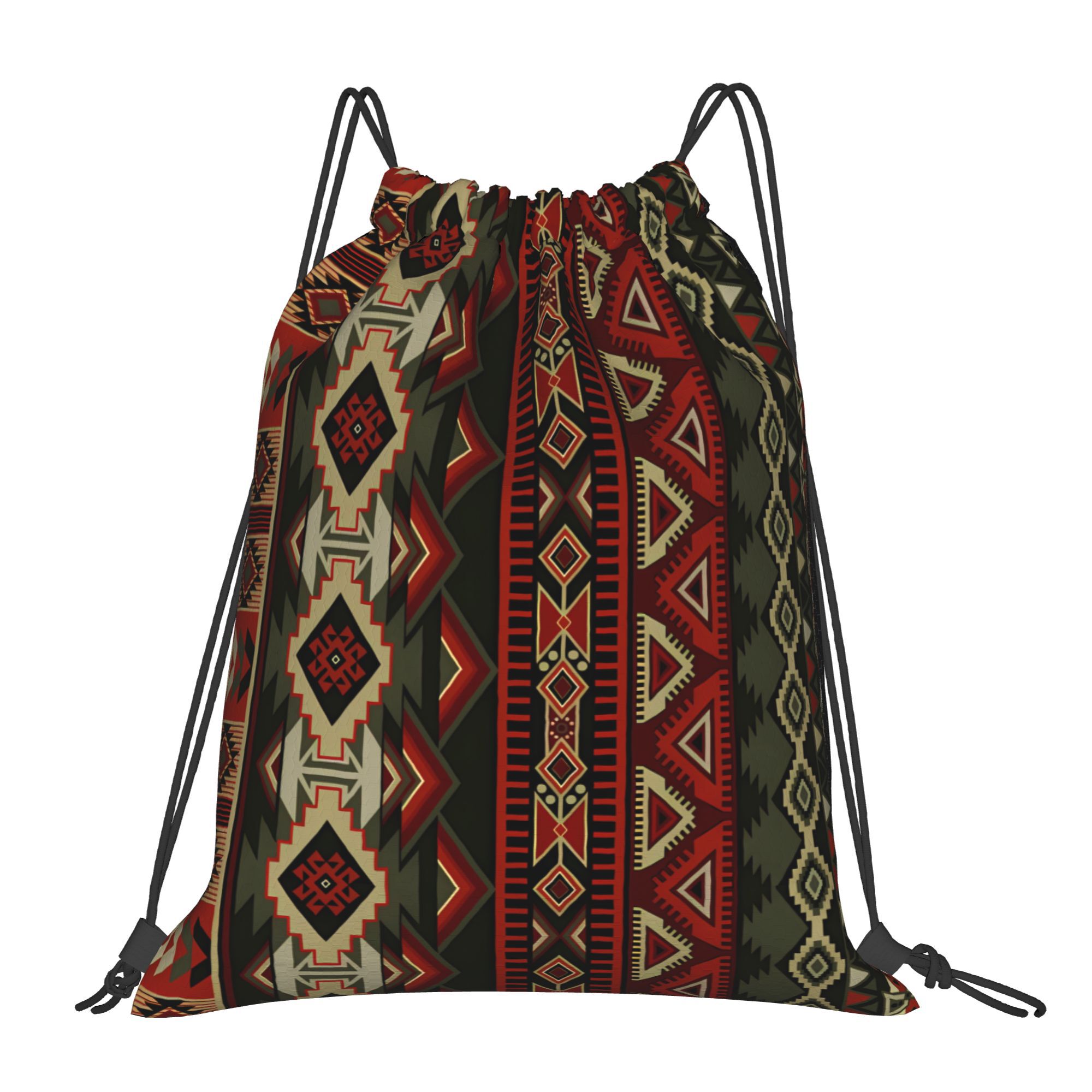 TEMU Unisex Tribal Ethnic Style Drawstring Backpack - Soft Material With Tribal Patterns, Options, Suitable For Hiking, Fitness, Travel, Daily Use,