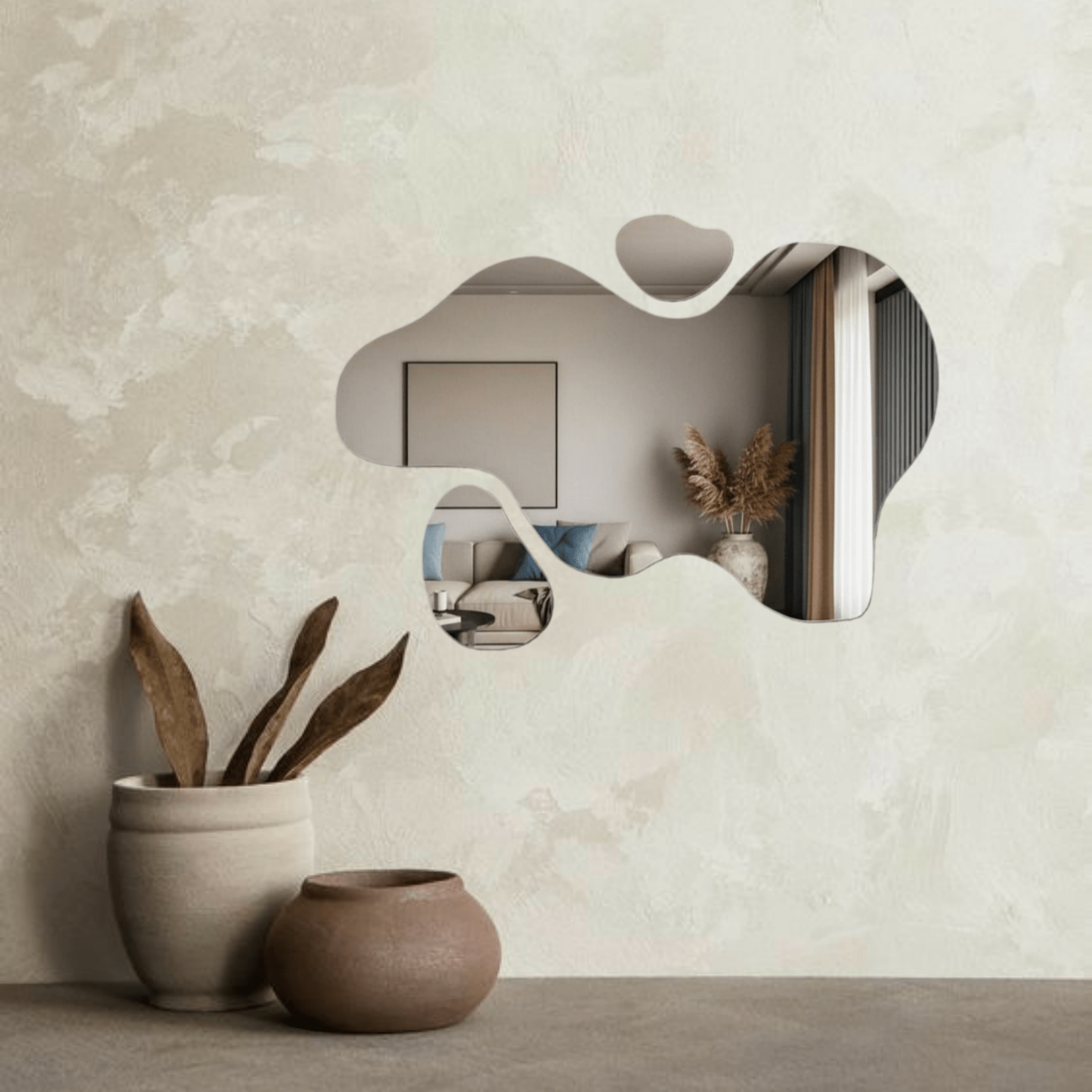 3pcs Set Featuring Irregular Geometric Shapes with Artistic Tension. The Beveled Edges Showcase Exquisite Polished Craftsmanship, While the Frameless Design Enhances Simplicity and Elegance. High-definition Mirror Provides Clear, Distortion-free