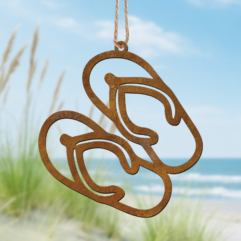 E-shop Rusty . Wandbehang aus rostigem Metall in -Form, Wandbehang mit rostigem Sommer-Ozean-Thema, moderne Schmiedeeisen-Wanddekoration, für drinnen