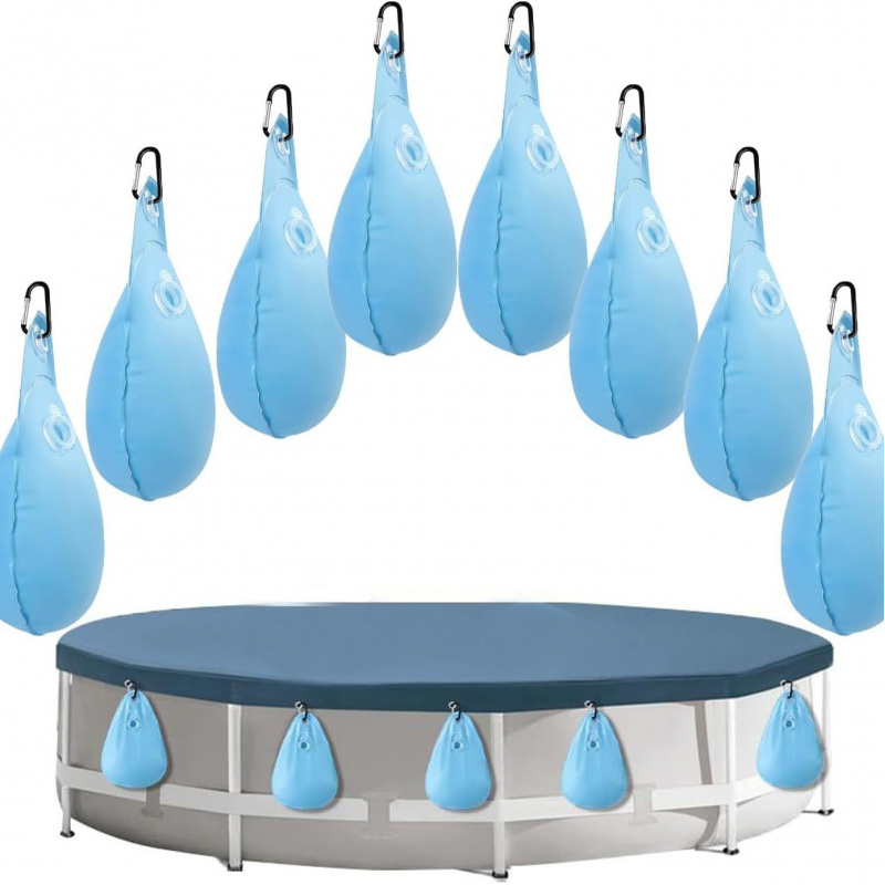 TEMU 8/16 pezzi per Telo Piscina con Ganci, Sacchi Pesanti in PVC per Telo Piscina, Antigelo Invernali per Telo Piscina Fuori Terra, Kit di Chiusura