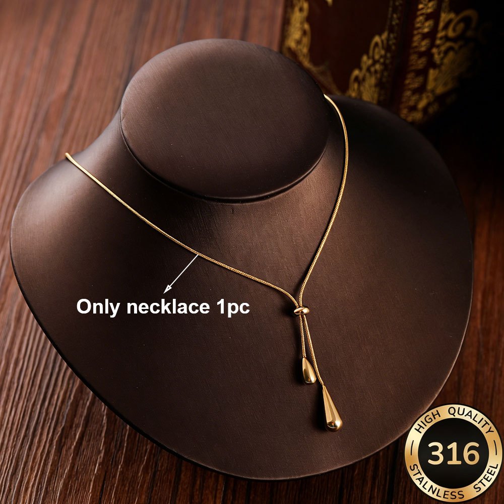 TEMU Un collier élégant et vintage en acier inoxydable de goutte de - Doté d'une chaîne de traction réglable résistante à la décoloration et