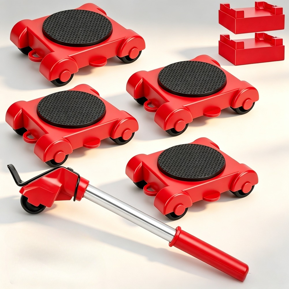 TEMU Kit de déplacement lourd 7 pièces : Grue pour meubles, kit de glissière, treuil, outils à rouleaux de levage facile, pour le déplacement de