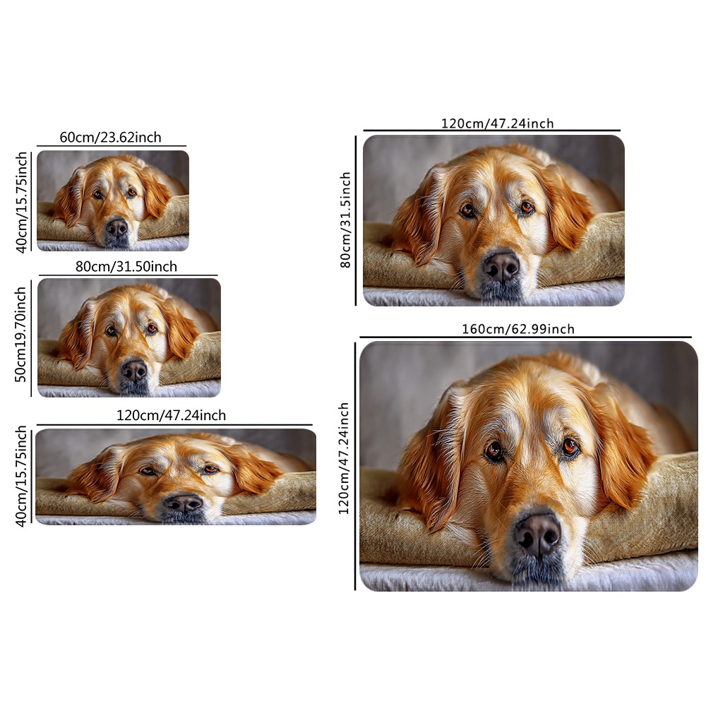 1pc extra large rectangular dog bed mat - soft plush cushioned floor bed with golden retriever design, machine washable pet bed for large rooms, ideal for small to medium dogs - cozy indoor mat for hardwood & mat floors, durable & easy clean, enhances resting experience,   home decor, christmas gift for pets, fits small to medium-sized pets, comfortable and stylish pet bed mat Product details 3