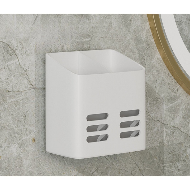 TEMU Boîte de rangement de salle de bain perçage, porte-brosse à dents, dentifrice et peigne pour les toilettes, boîte de rangement pour pinceaux de
