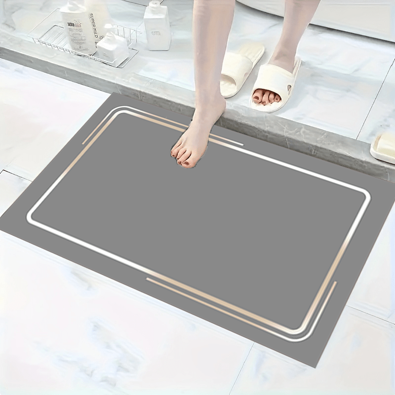 1pc non slip diatomaceous earth mat rectangular anti slip rubber mat with black border 1000g m absorbent machine washable ideal for bathroom   bathroom mat rectangular mat durable mat bathroom floor mat Product details 1