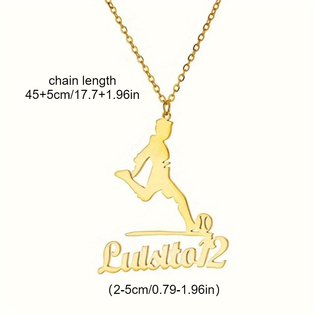 Personalized Football Player Silhouette Name Necklace