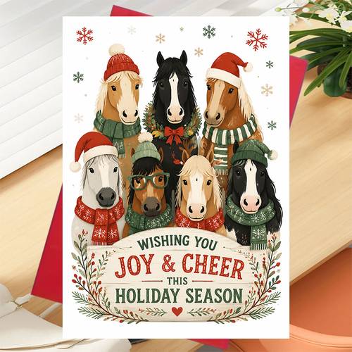1 horse themed greeting card for holiday