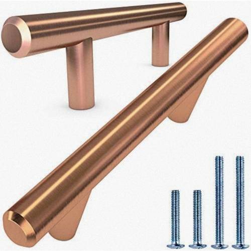 10 pack heavy duty stainless steel bar handle pulls modern rectangular cabinet hardware with satin copper bronze 3 hole center 5 32 3 8 length for kitchen cabinets dressers drawers durable resistant