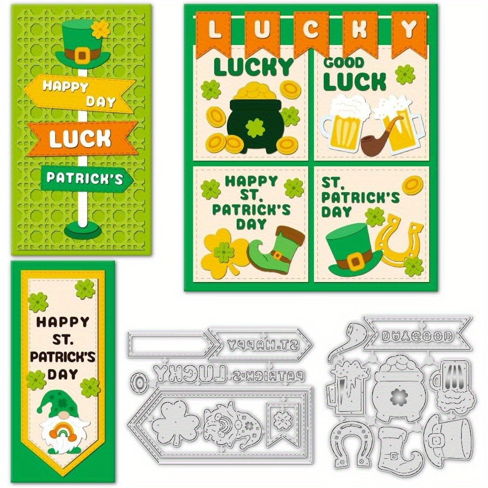 2Pcs Shamrock Metal Cutting Dies - Clover Embossing Stencils For Card Making & Scrapbooking