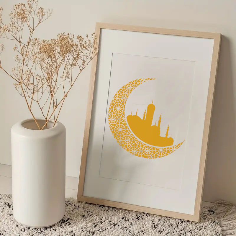   crescent reusable stencil for art 11 8x11 8 inch washable flexible painting template for walls   ideal for diy crafts crafting essentials decorative stencil reusable stencil arabic stencil islamic stencil for painting Product details 3