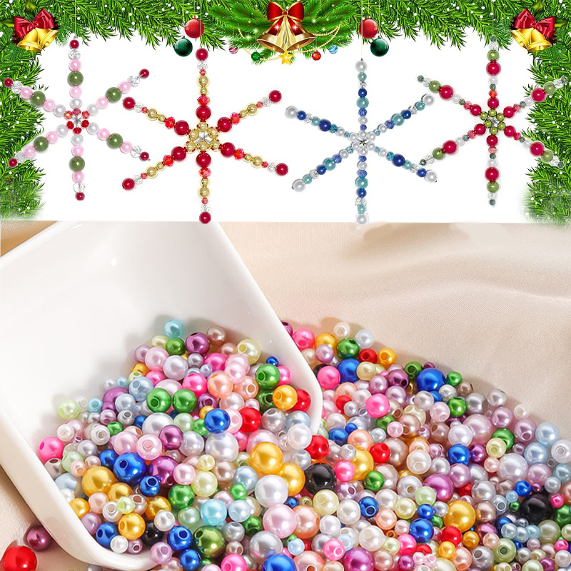 10er-pack weihnachts-schneeflocken-perlen set - klassische farbige perlen und schnur, zum basteln von dekorationen, ganzjahres-bastelornamente, ideal für weihnachtsfeiern, weihnachtsdeko, beste   für weihnachten